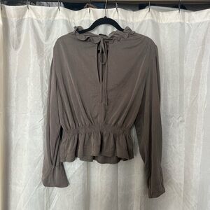 Rebecca Taylor Taupe Ruffle Blouse